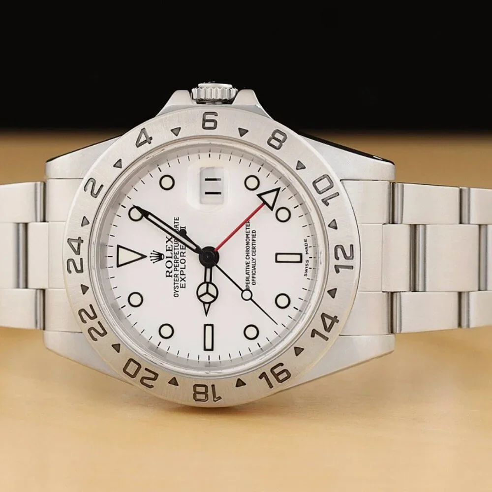 ROLEX EXPLORER GMT WHITE DIAL STAINLESS STEEL OYSTER WATCH